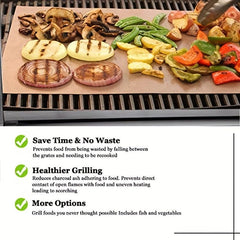 6pcs Copper Non Stick Oven Mats Heat Resistant BBQ Grill Mats