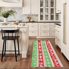 Merry Christmas Hallway Area Rug - Washable Polyester Long Carpet