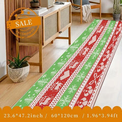 Merry Christmas Hallway Area Rug - Washable Polyester Long Carpet