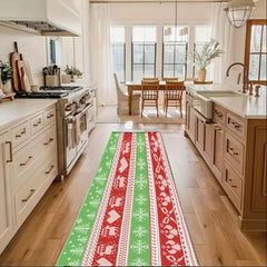 Merry Christmas Hallway Area Rug - Washable Polyester Long Carpet