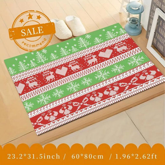 Merry Christmas Hallway Area Rug - Washable Polyester Long Carpet