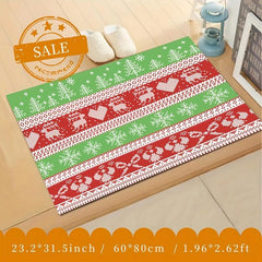 Merry Christmas Hallway Area Rug - Washable Polyester Long Carpet