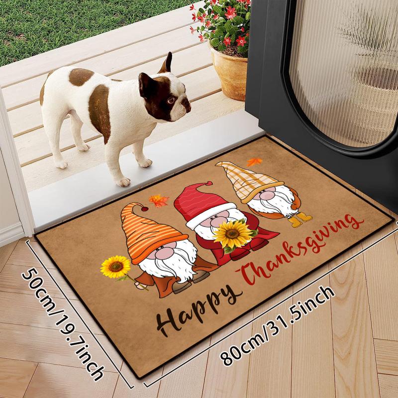 Watercolor Dwarf Gnome Kitchen Mat Soft Non Slip Rubber Backing