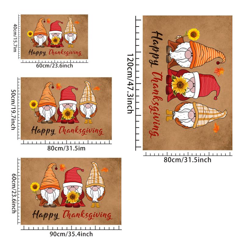 Watercolor Dwarf Gnome Kitchen Mat Soft Non Slip Rubber Backing