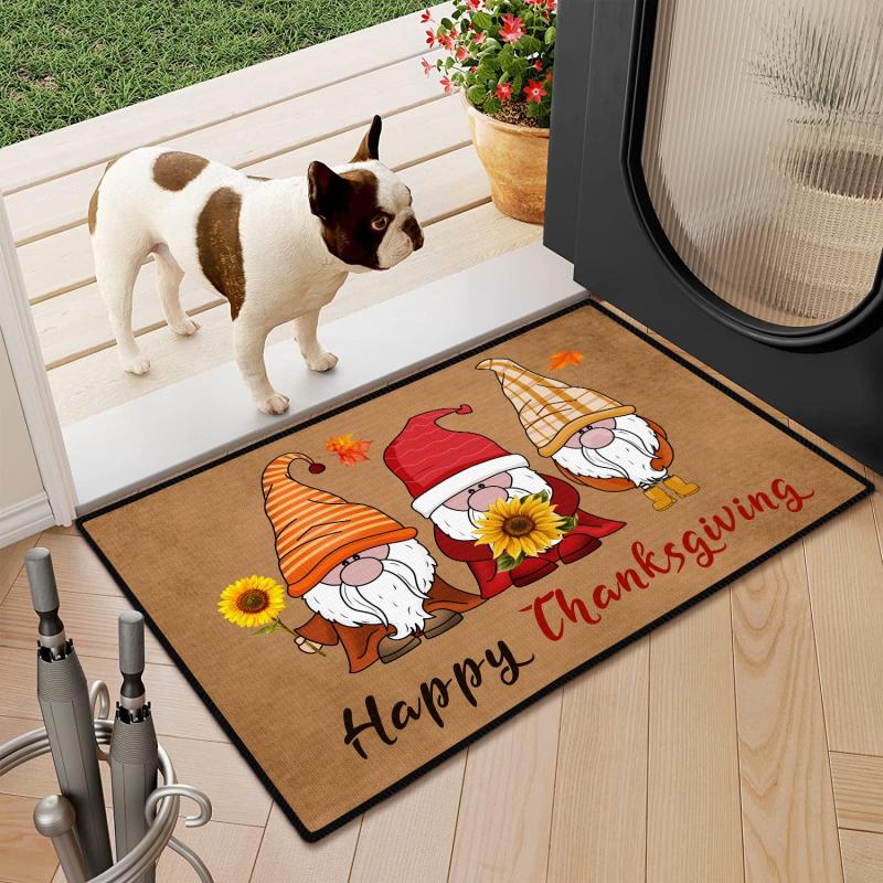 Watercolor Dwarf Gnome Kitchen Mat Soft Non Slip Rubber Backing