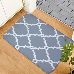 Geometric Area Rug & Grid Floor Mat Water Absorbing Anti-Slip Entrance Mat