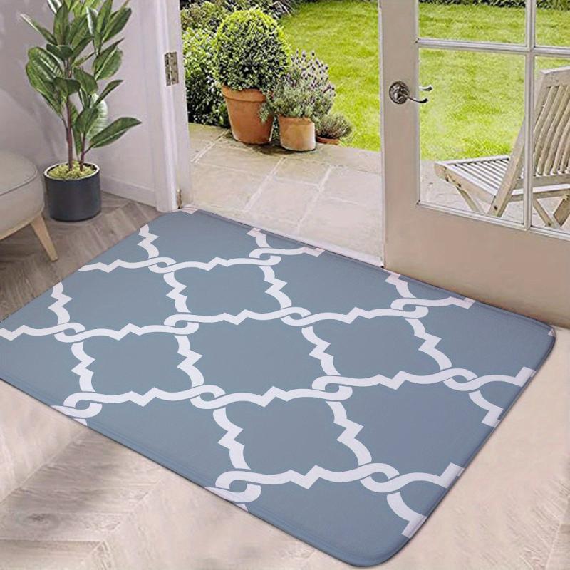 Geometric Area Rug & Grid Floor Mat Water Absorbing Anti-Slip Entrance Mat