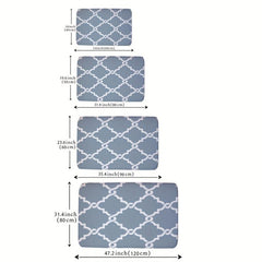 Geometric Area Rug & Grid Floor Mat Water Absorbing Anti-Slip Entrance Mat