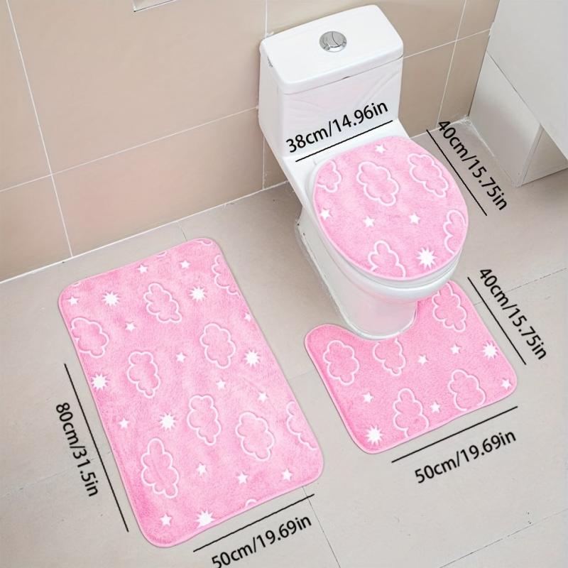 Luminous Floor Mat Sponge Bath Mat Set Non Slip Durable Bathroom Rug