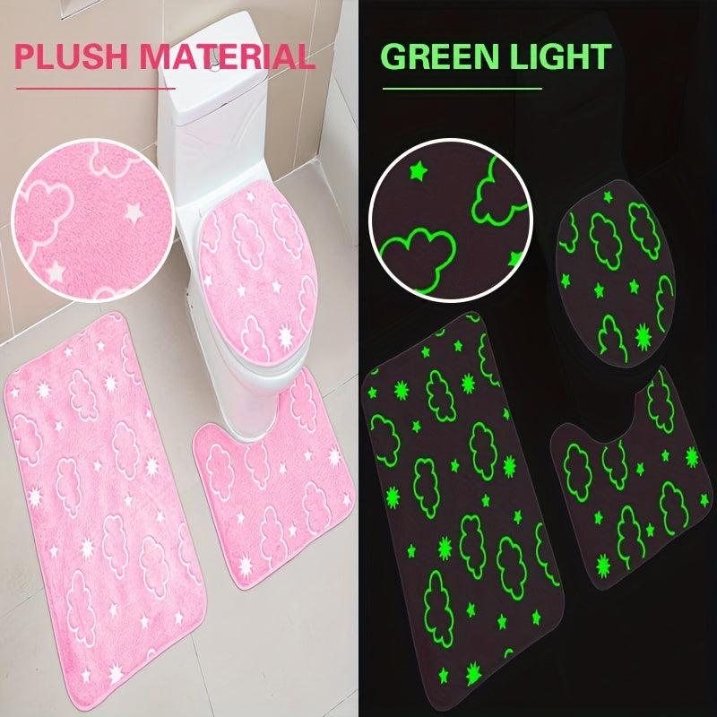 Luminous Floor Mat Sponge Bath Mat Set Non Slip Durable Bathroom Rug