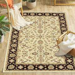 Vintage Floral Area Rug Anti Slip Soft Low Pile Carpet