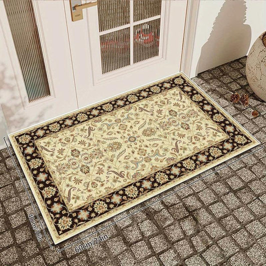 Vintage Floral Area Rug Anti Slip Soft Low Pile Carpet