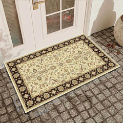 Vintage Floral Area Rug Anti Slip Soft Low Pile Carpet