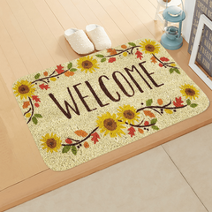 Sunflower Welcome Doormat Indoor Outdoor Use Front Porch Entryway