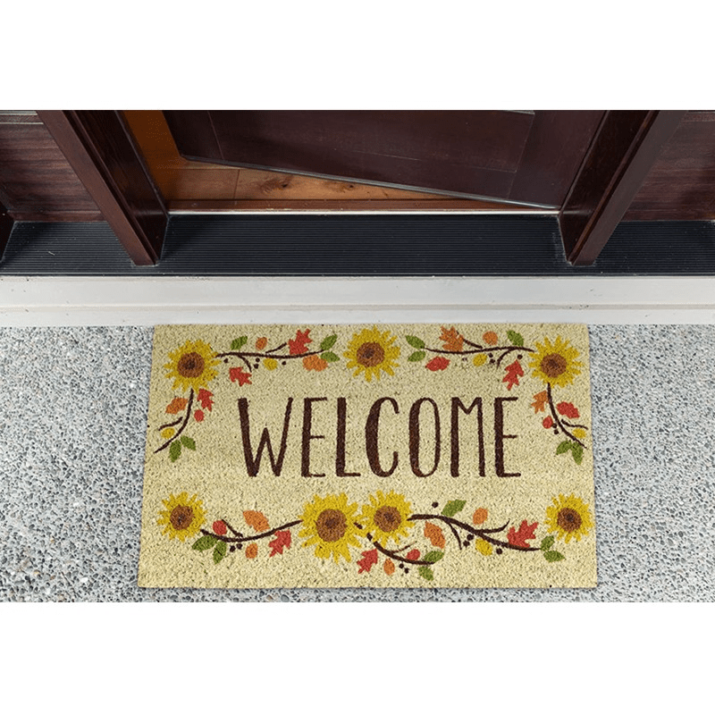 Sunflower Welcome Doormat Indoor Outdoor Use Front Porch Entryway