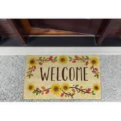 Sunflower Welcome Doormat Indoor Outdoor Use Front Porch Entryway