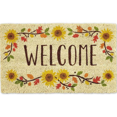 Sunflower Welcome Doormat Indoor Outdoor Use Front Porch Entryway