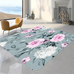 1pc Flower Area Rug Living Room Mat Indoor Floor Mat Non Slip Kitchen Floor Rug