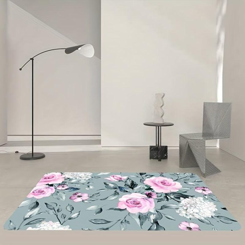1pc Flower Area Rug Living Room Mat Indoor Floor Mat Non Slip Kitchen Floor Rug