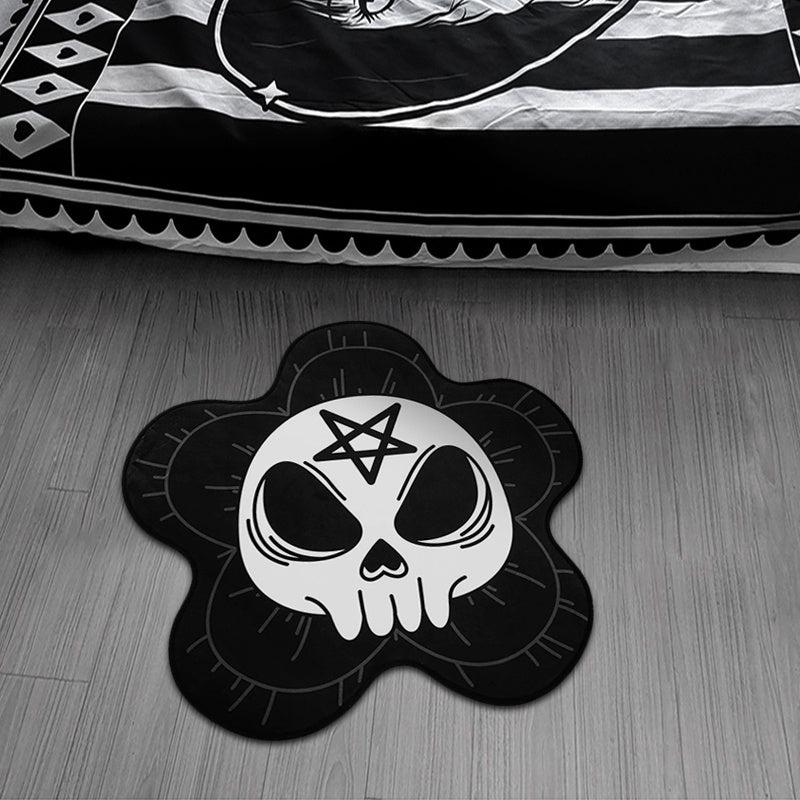 Gothic Crystal Velvet Skull Rug Soft Carpet Bedroom Living Room