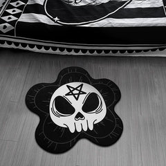 Gothic Crystal Velvet Skull Rug Soft Carpet Bedroom Living Room