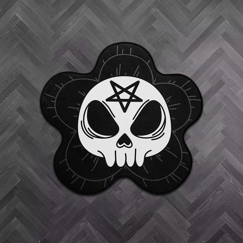Gothic Crystal Velvet Skull Rug Soft Carpet Bedroom Living Room