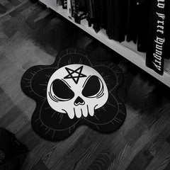 Gothic Crystal Velvet Skull Rug Soft Carpet Bedroom Living Room