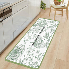 Non Slip Green Flower Kitchen Floor Mat