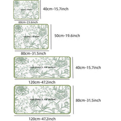 Non Slip Green Flower Kitchen Floor Mat