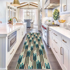 Washable Abstract Runner Rug Non Slip Rubber Backing