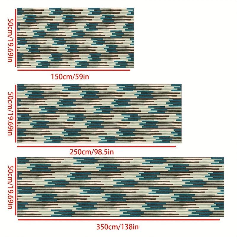 Washable Abstract Runner Rug Non Slip Rubber Backing