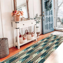 Washable Abstract Runner Rug Non Slip Rubber Backing