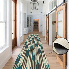 Washable Abstract Runner Rug Non Slip Rubber Backing
