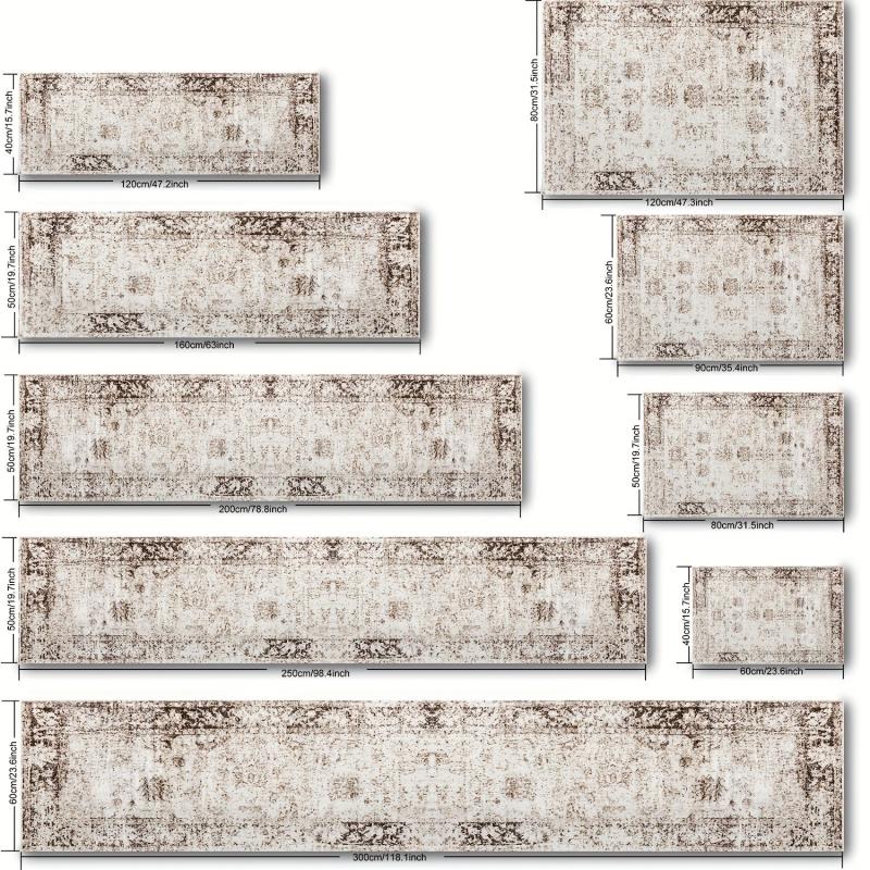 Vintage Medallion Runner Rug Machine Washable Boho Oriental Runner Rugs