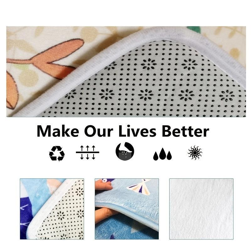 Lovely Cartoon Graphic Area Rug Non-slip Bedroom Floor Mat