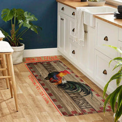 Non Slip Vintage Rooster Kitchen Floor Mat Soft Waterproof Dirt Resistant