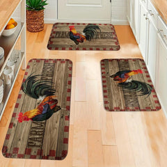 Non Slip Vintage Rooster Kitchen Floor Mat Soft Waterproof Dirt Resistant