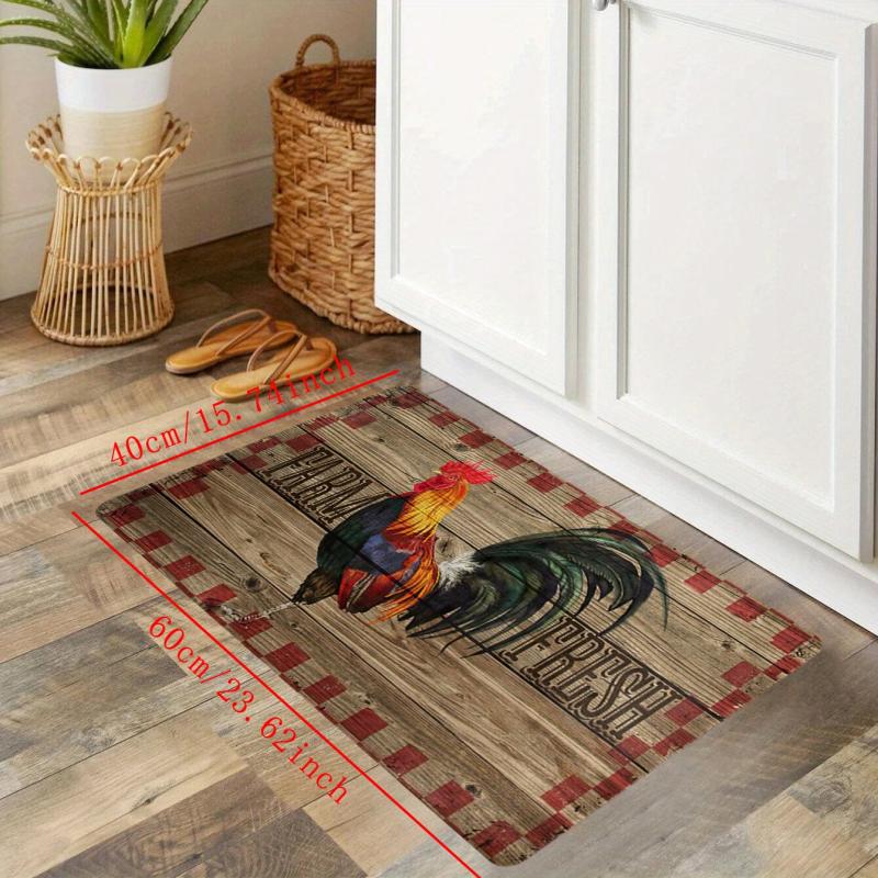 Non Slip Vintage Rooster Kitchen Floor Mat Soft Waterproof Dirt Resistant