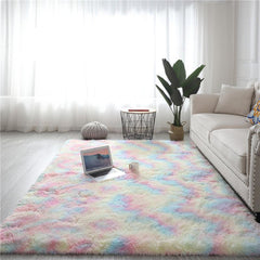 Fluffy Shaggy Area Rug for Living Room Tie Dyed Design