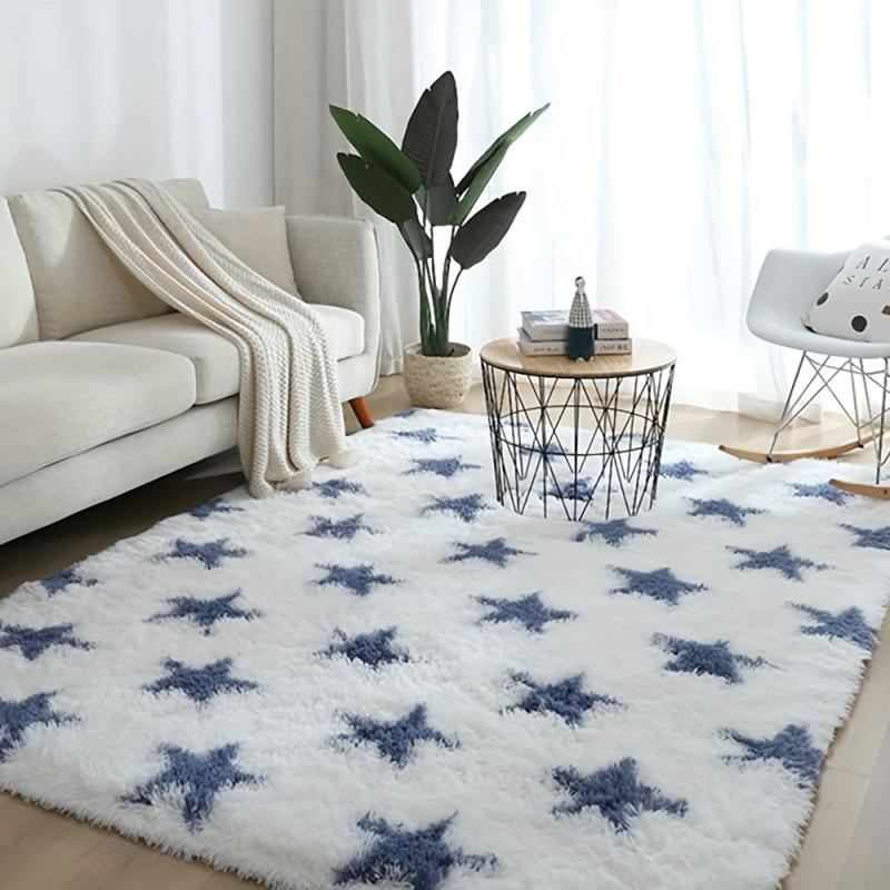 Fluffy Shaggy Area Rug for Living Room Tie Dyed Design