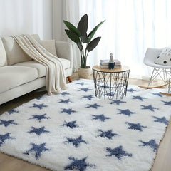 Fluffy Shaggy Area Rug for Living Room Tie Dyed Design