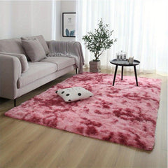 Fluffy Shaggy Area Rug for Living Room Tie Dyed Design