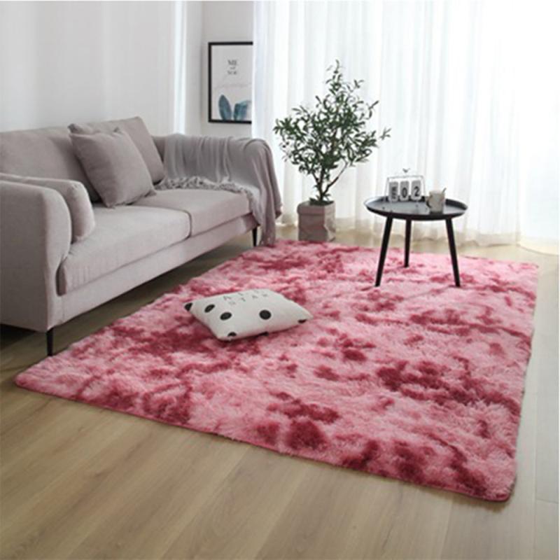 Fluffy Shaggy Area Rug for Living Room Tie Dyed Design