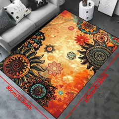 Flowers Print Non-slip Resistant Rug Machine Washable Waterproof Carpet