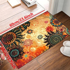 Flowers Print Non-slip Resistant Rug Machine Washable Waterproof Carpet