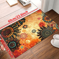 Flowers Print Non-slip Resistant Rug Machine Washable Waterproof Carpet