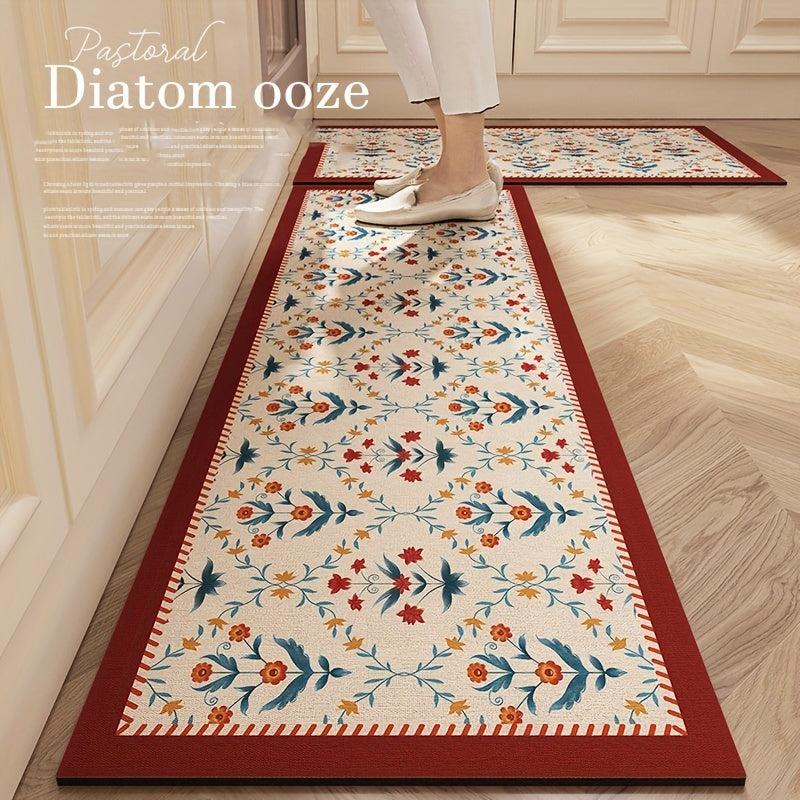 Vintage Cushioned Anti Fatigue Kitchen Rug Non Slip Waterproof Kitchen Runner