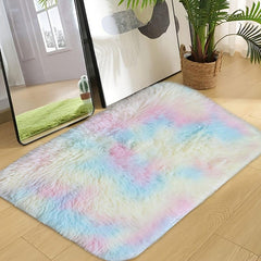 Fluffy Colorful Rugs Soft Rainbow Area Rugs For Girls Room