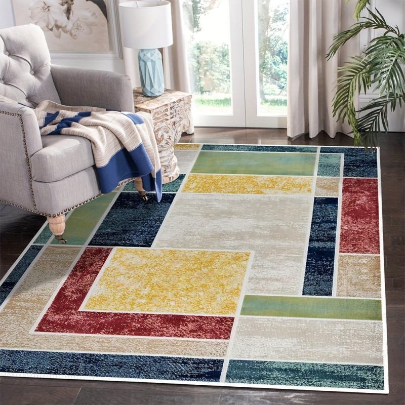 Anti Fatigue Geometric Indoor Outdoor Mat Soft Polyester Fiber
