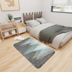 Light Green Grey Geometric Area Rug Non Slip Backing Washable